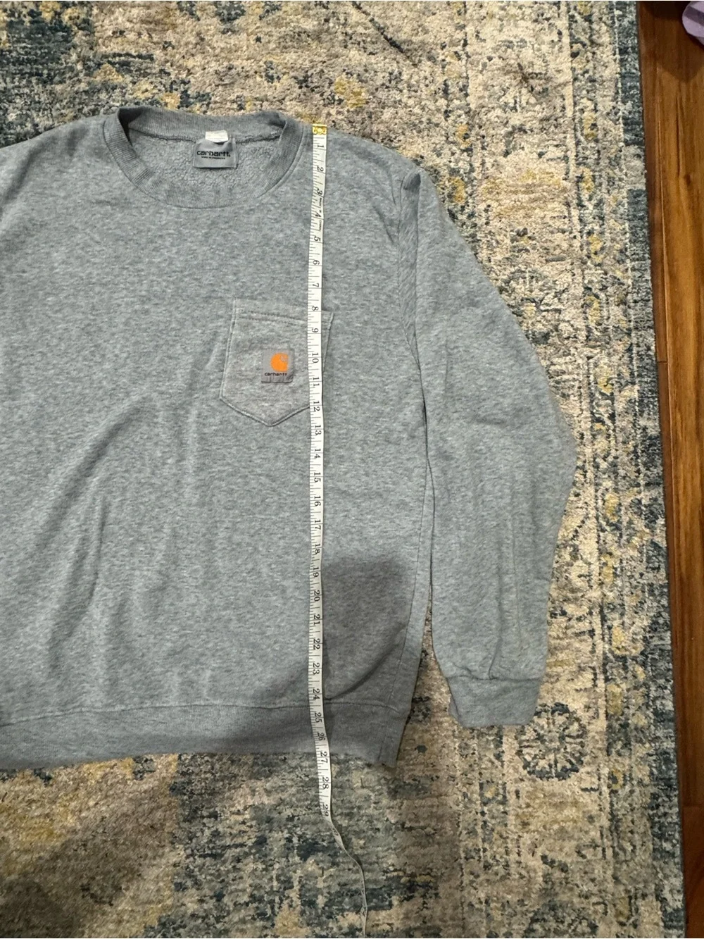 Carhartt Gray Crewneck Sweatshirt with Chest Pocket and Logo